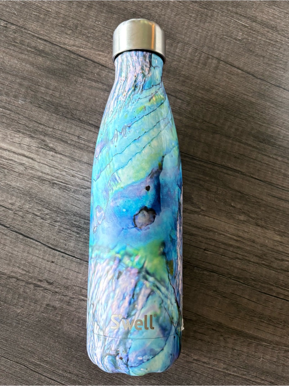 Swell Iridescent Blue Green Marble Stainless Bottle
